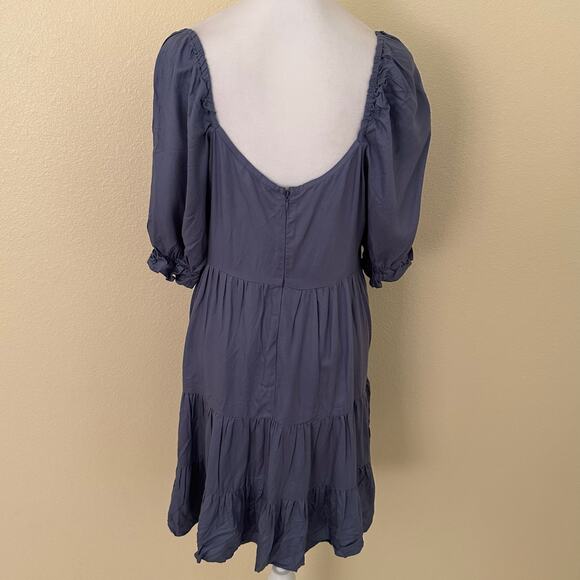 Beyond Words Women's Blue Tiered Puffed Sleeves Dress - L - NWT - Picture 3 of 8